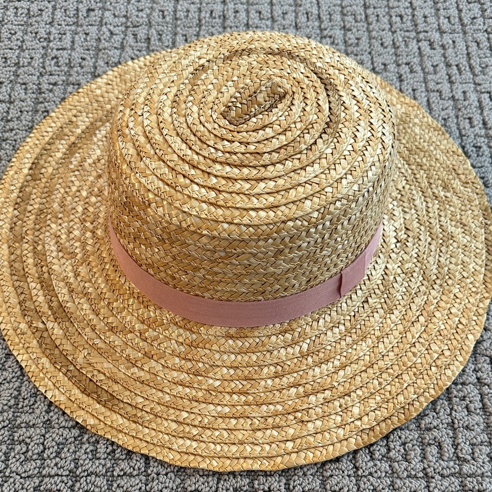 Straw Sun Hat with Pink Band